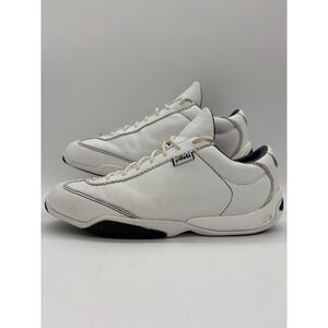 Piloti Mens 9 Scuderia Driving Shoes White/Navy Leather Lace-Up Low Top EUC